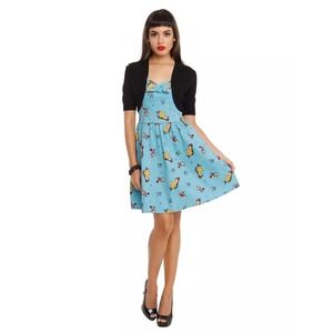 Disney Beauty and the Beast Belle Tattoo Print Dress Teal Fit Flare Large
